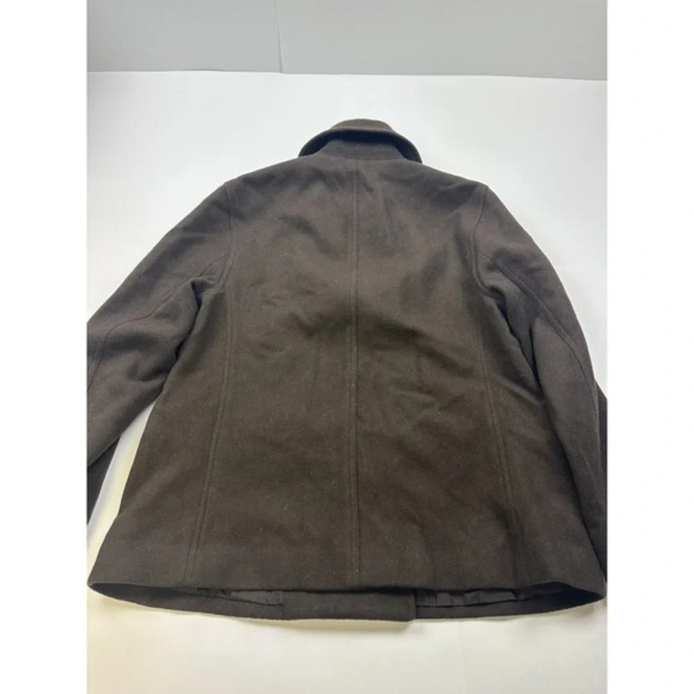 Vintage J. Crew Chocolate‎ Brown Wool Double Breasted Pea Coat Small - Picture 6 of 7